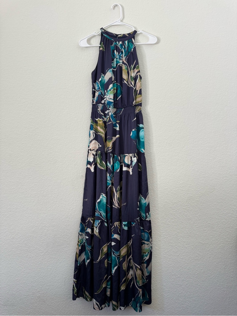 Nicole Miller New York Floral Halter Tiered Maxi Dress Women’s Small